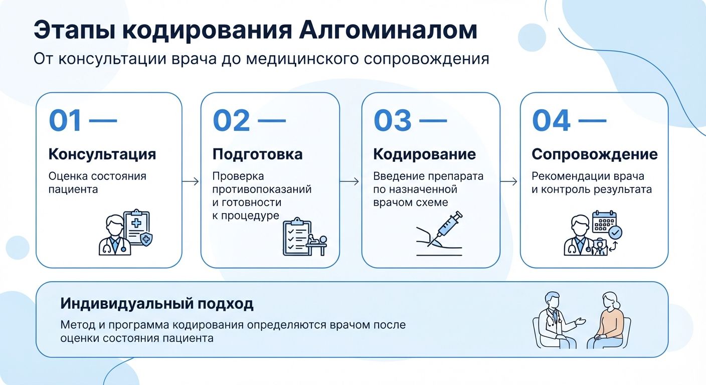 Кодирование препаратом «Алгоминал» в Котельниче инфографика